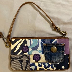 Coach wristlet denim patchwork design